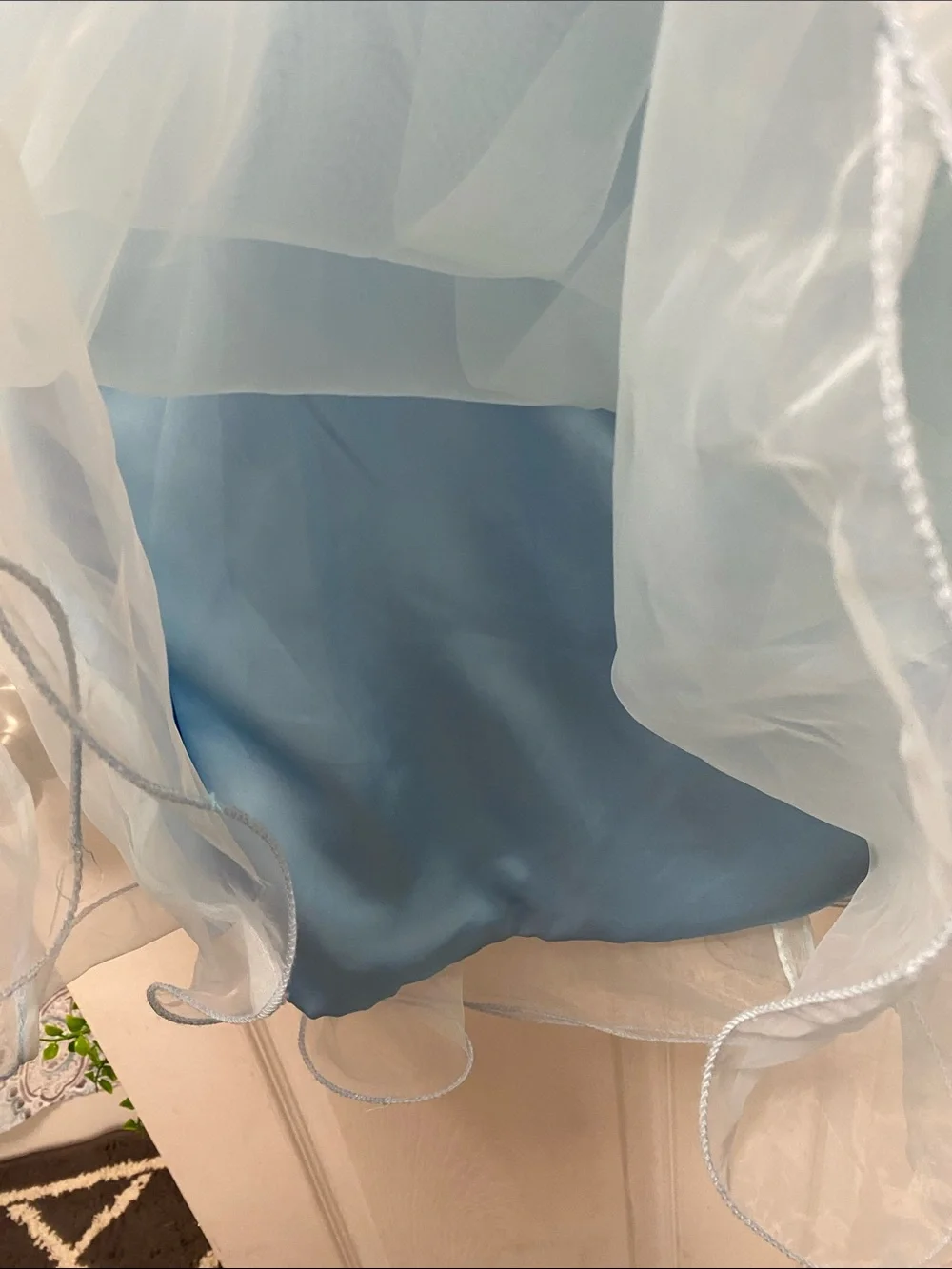 Light Blue Girls' Party Dress with Crystal Accents